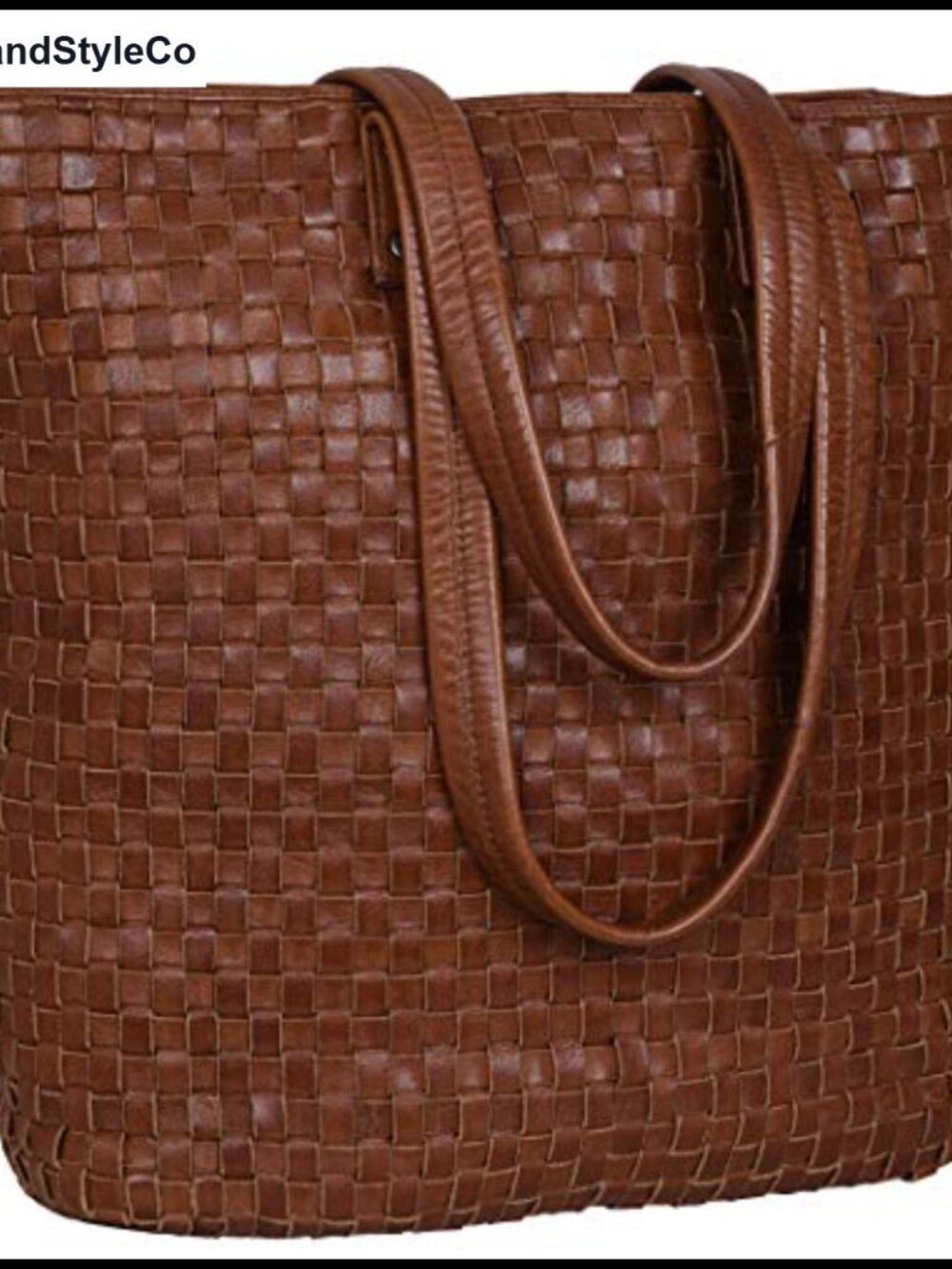 Genuine Washed Braided Leather Tote Bag Top Handle Shoulder Bag